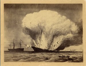Destruction of the Caleb Cushing, 1863.