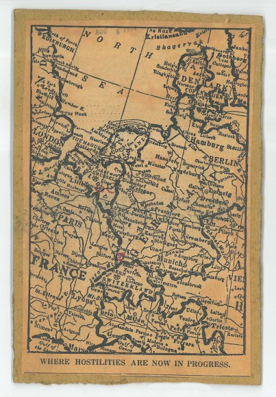 European Map “Where Hostilities Are Now In Progress” ca. 1914